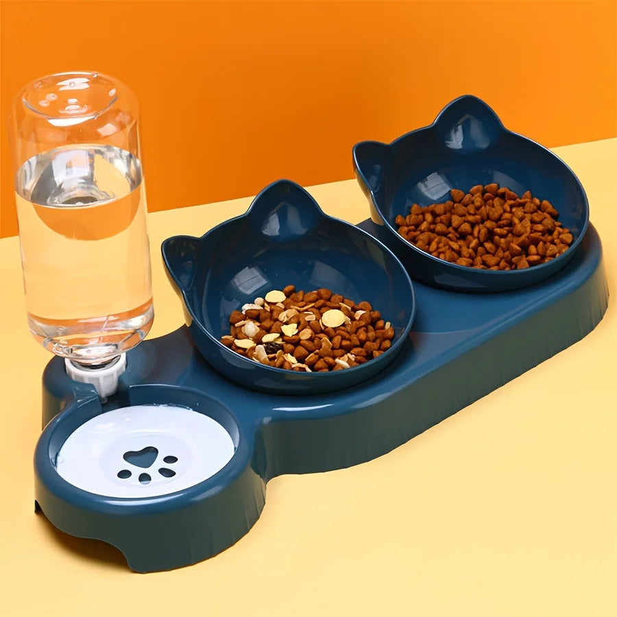 JP Snout MeowBar – 3-in-1 Feeding Station with Auto Water Dispenser for Cats