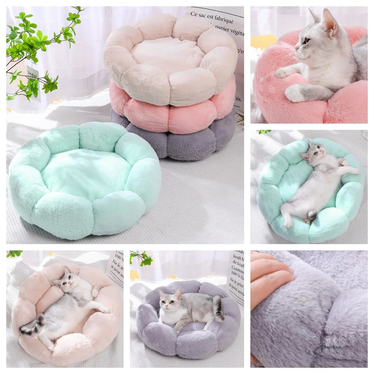 Comfortable Sleep Pet Bed Unique Flower-Shaped for Indoor and Outdoor Use Dog Mat Dog Beds for Large Dogs