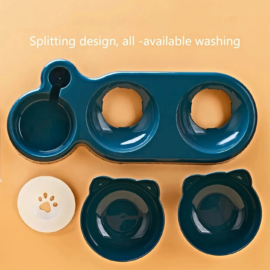 JP Snout MeowBar – 3-in-1 Feeding Station with Auto Water Dispenser for Cats