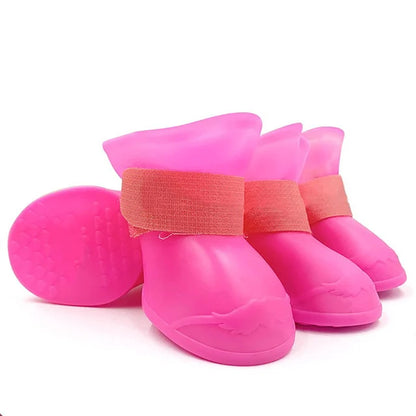 4Pcs Waterproof Anti-Slip Rain Boots for Dogs and Cats