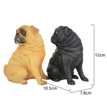 Artificial Pug Dog Model Statue Realistic Pug Dog Model Statue Resin Home Or Garden Decoration For Home Office Decor Collectible