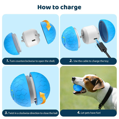 Active Roling Ball for Dogs - 2.2" Sturdy Motion Actived Interactive Dog Ball for Puppy/Small/Medium Dogs, USB Rechargeable Ball