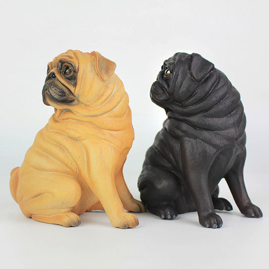 Artificial Pug Dog Model Statue Realistic Pug Dog Model Statue Resin Home Or Garden Decoration For Home Office Decor Collectible