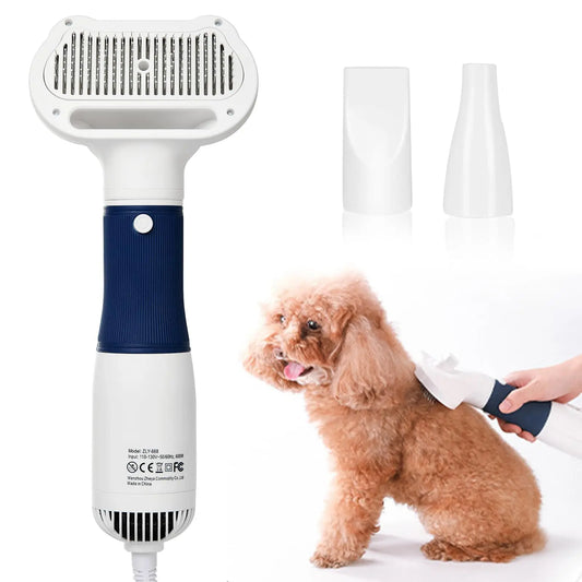 3-in-1 Pet Hair Dryer Slicker Brush for Dogs Cats Dog Hair Dryer Brush Portable Quiet Adjustable Temp Overheat Protection