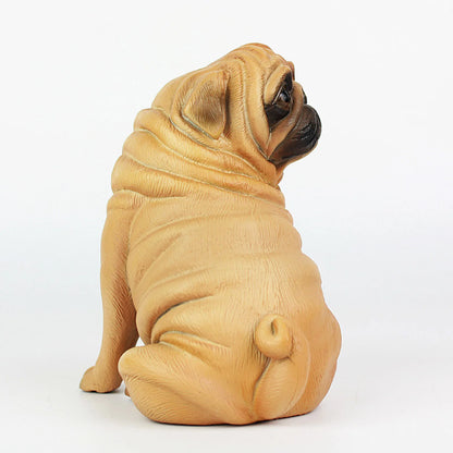 Artificial Pug Dog Model Statue Realistic Pug Dog Model Statue Resin Home Or Garden Decoration For Home Office Decor Collectible
