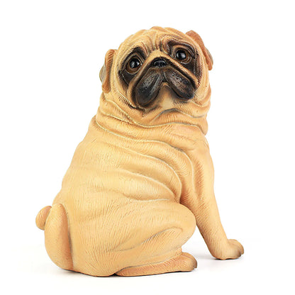 Artificial Pug Dog Model Statue Realistic Pug Dog Model Statue Resin Home Or Garden Decoration For Home Office Decor Collectible