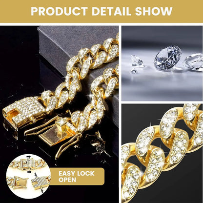 Luxury Diamond Cuban Chain Collar for Dogs and Cats