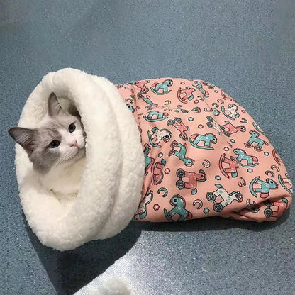 Cat Bed Pet Mattress Warm Soft Plush Pet Bed with Cover Round Cat Dog Sleeping Nest Cave for Small Dogs kitten