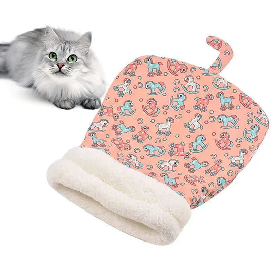 Cat Bed Pet Mattress Warm Soft Plush Pet Bed with Cover Round Cat Dog Sleeping Nest Cave for Small Dogs kitten