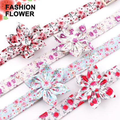 Floral Comfort Dog Collar – Adjustable with Bow & Spring for Small Dogs