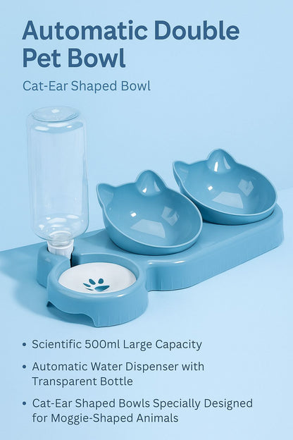 JP Snout MeowBar – 3-in-1 Feeding Station with Auto Water Dispenser for Cats